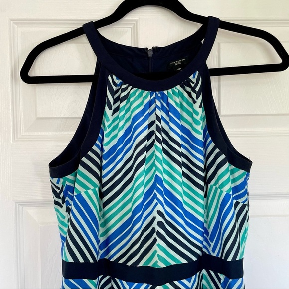 Blue and Gray Chevron Halter Maxi Sundress - Picture 3 of 8